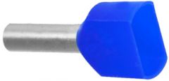 2,5 TVILL LANG. Endehylse isolert, tvilling 2x2,5mm², 18mm, BLÅ