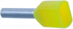 1,0 TVILL L. Endehylse isolert, tvilling 2x1,0mm², 18mm, GUL