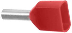 1,0 RØD TVILL. Endehylse isolert, tvilling 2x1,0mm², 8mm, RØD, DIN+TM